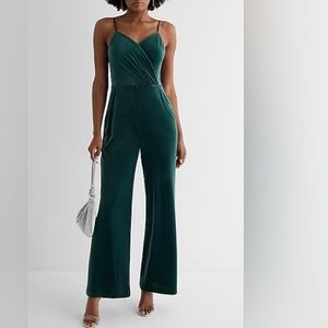 Express Teal Green Velvet Jumpsuit - NWT
